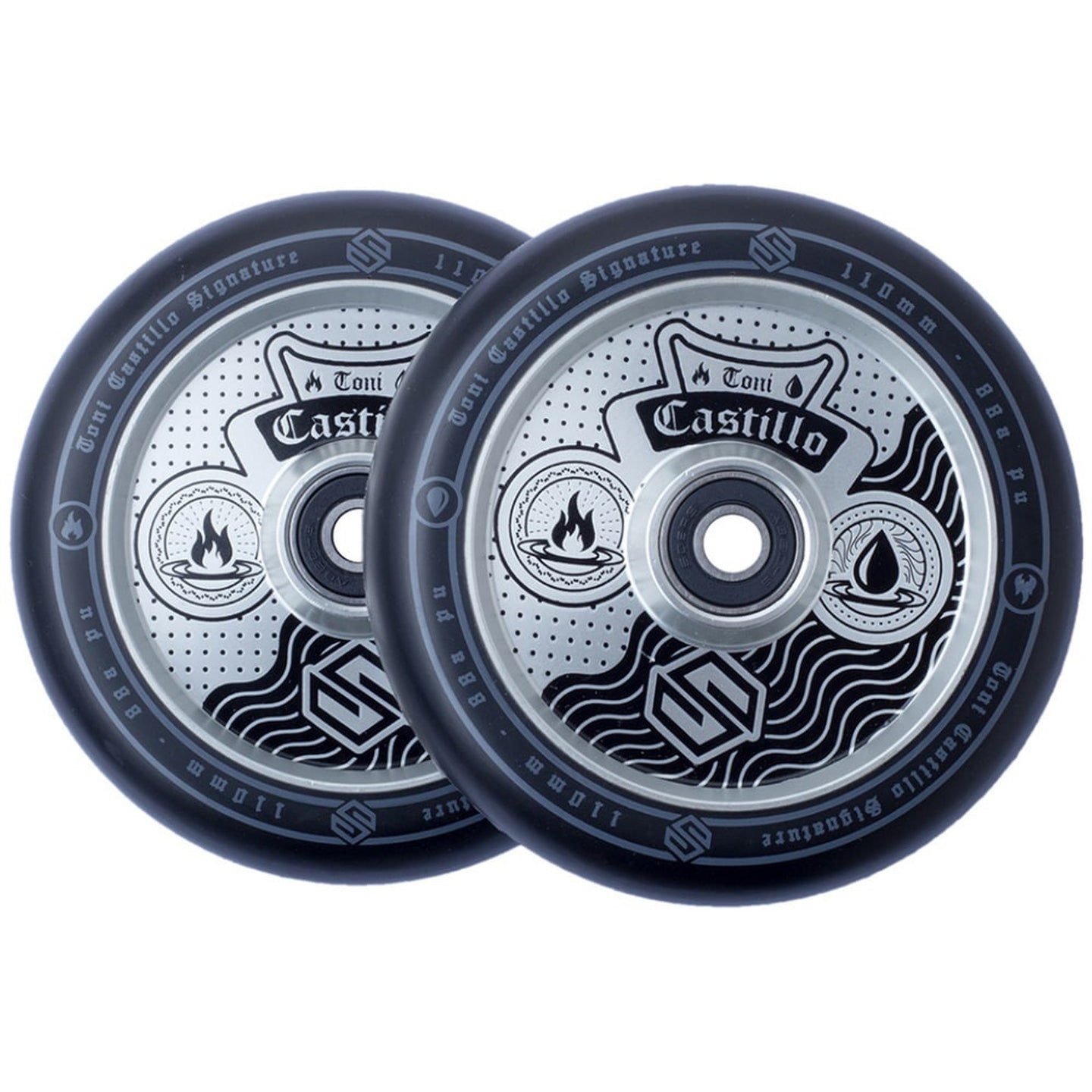 Striker Toni Castillo Signature 110mm Stunt Scooter Rollen 2-Pack - Raw/Schwarz-ScootWorld.de