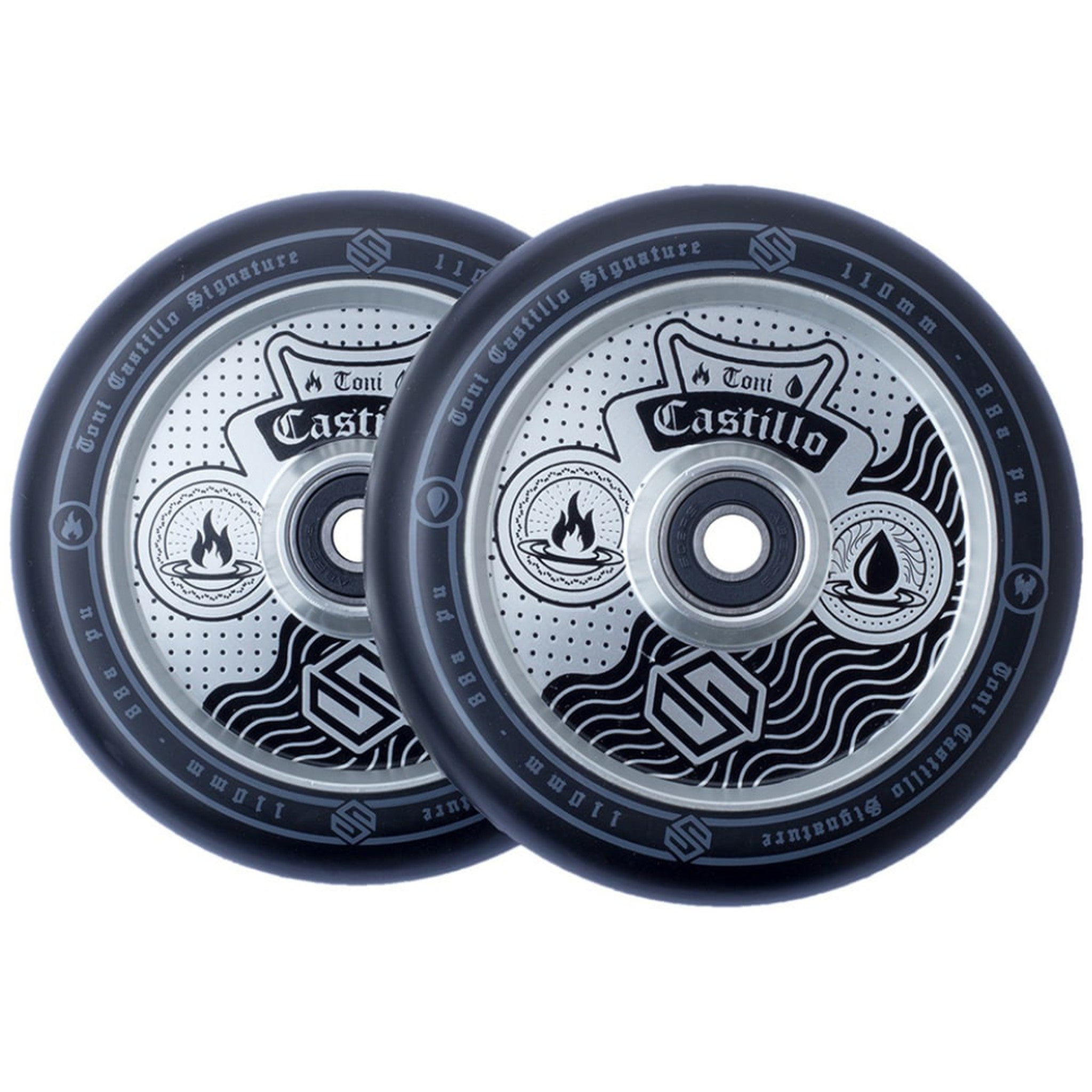 Striker Toni Castillo Signature 110mm Stunt Scooter Rollen 2-Pack - Raw/Schwarz-ScootWorld.de