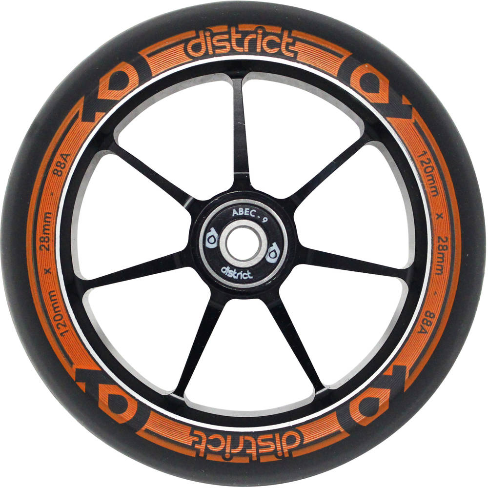 District Dual Width Core Stunt Scooter Rolle - Black/Orange-ScootWorld.de