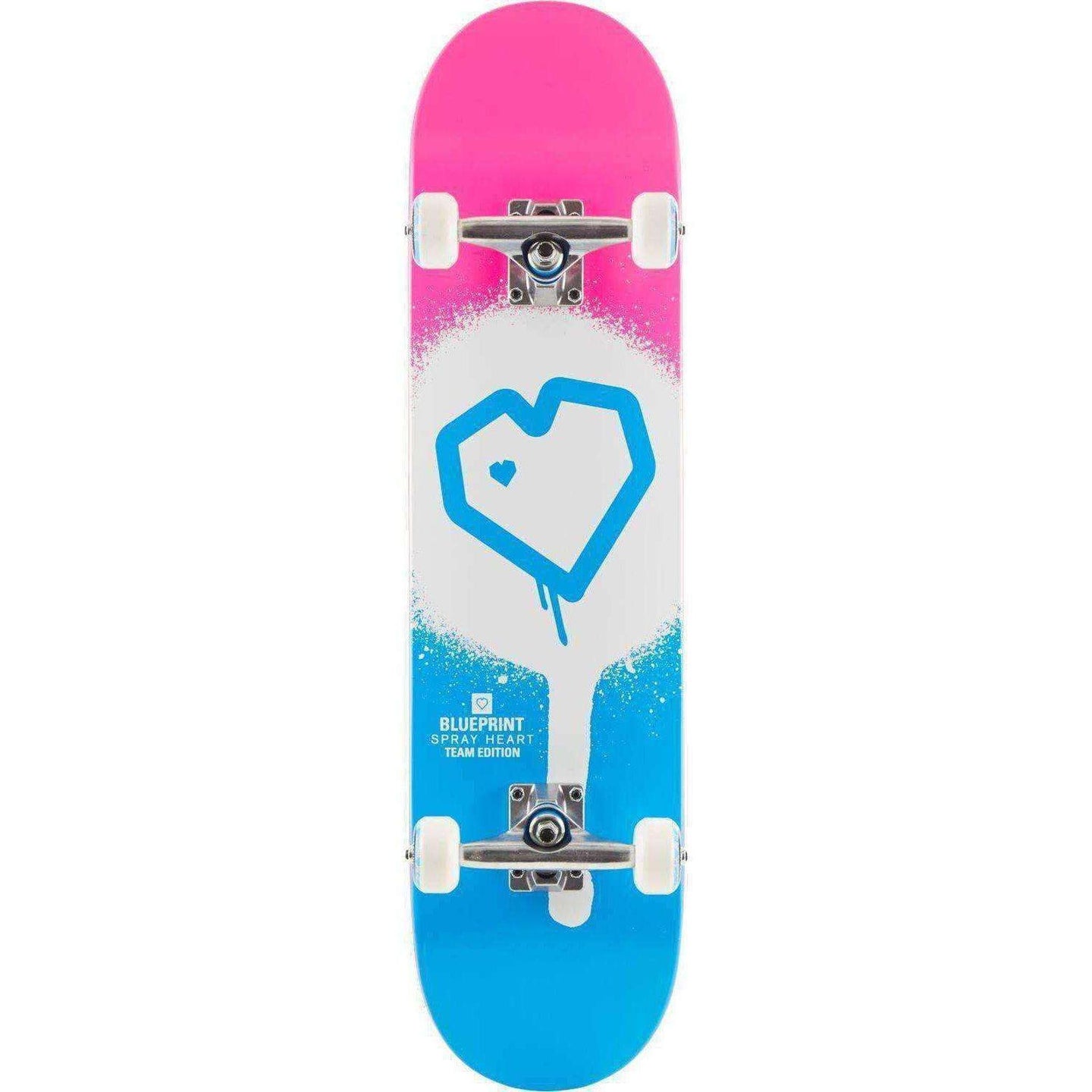 Blueprint Spray Heart Skateboard Komplettboard - Blau/Rosa-ScootWorld.de