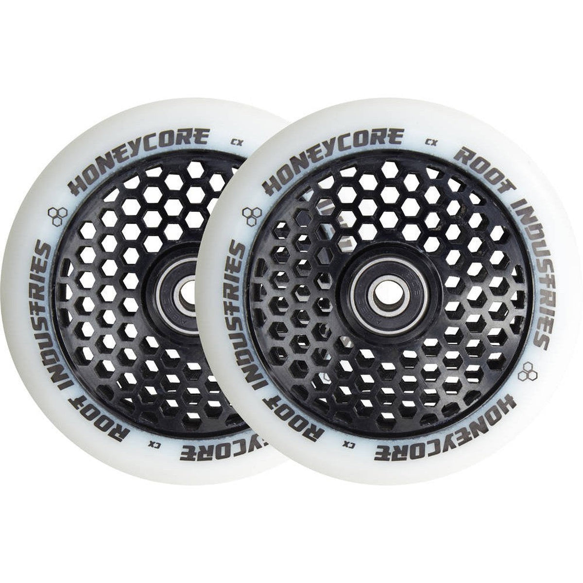 Root Honeycore Hvid 110mm Hjul Til Løbehjul 2-pak - Black-ScootWorld.dk