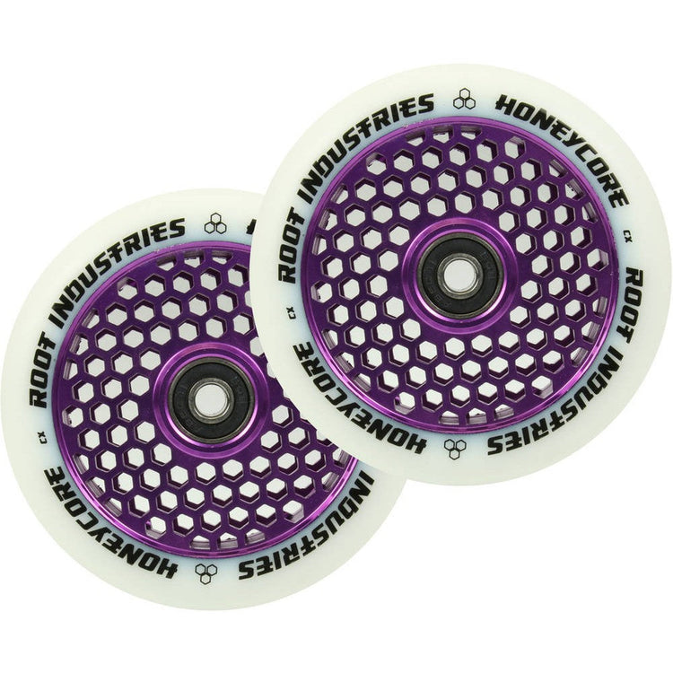 Root Honeycore Hvid 110mm Hjul Til Løbehjul 2-pak - Purple-ScootWorld.dk