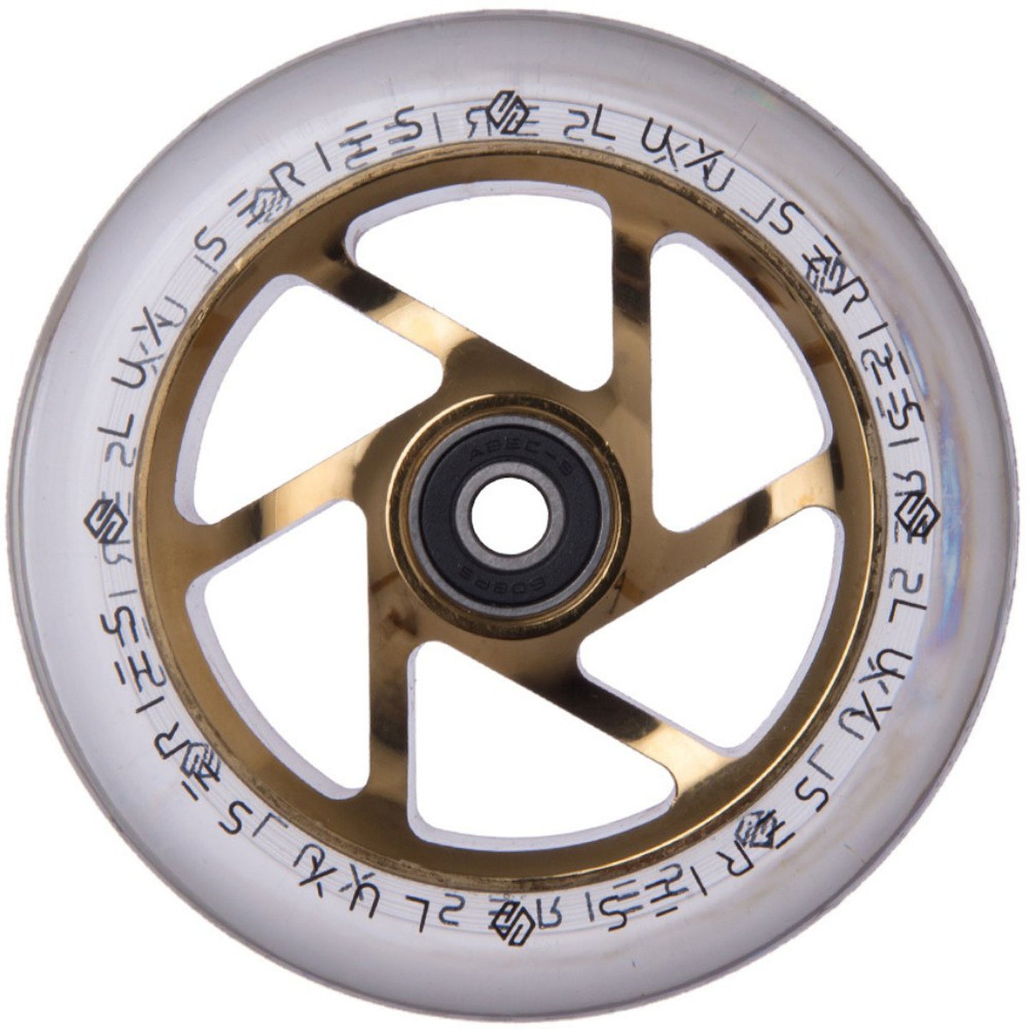 Striker Lux Spoked Clear PU 110MM Stunt Scooter Rolle - Transparent/Gold Chrome-ScootWorld.de