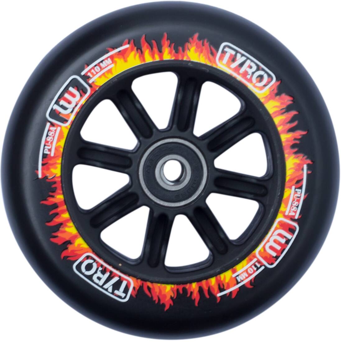 Longway Tyro Nylon Core Stunt Scooter Rolle - Black/Fire Flame-ScootWorld.de