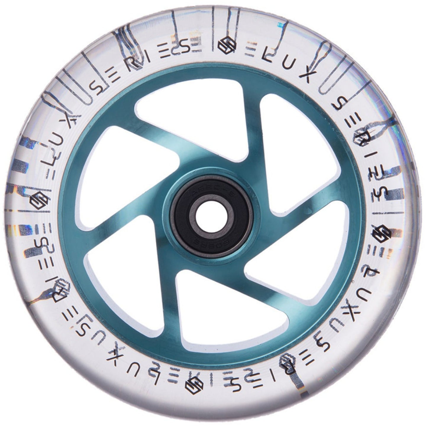 Striker Lux Spoked Clear PU 110MM Stunt Scooter Rolle - Transparent/Türkis-ScootWorld.de