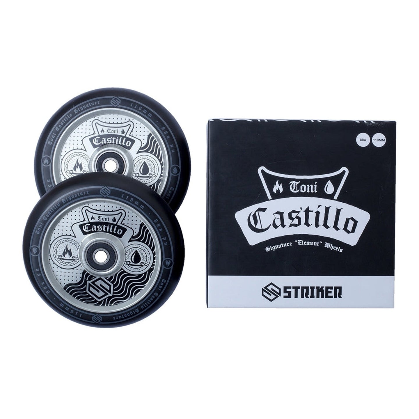 Striker Toni Castillo Signature 110mm Stunt Scooter Rollen 2-Pack - Raw/Black-ScootWorld.de