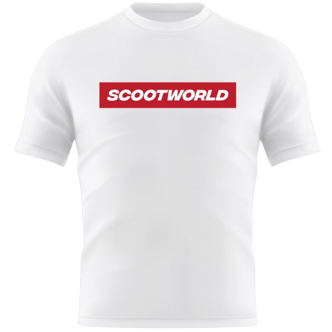 ScootWorld Box Logo Tshirt - White/Red-ScootWorld.de