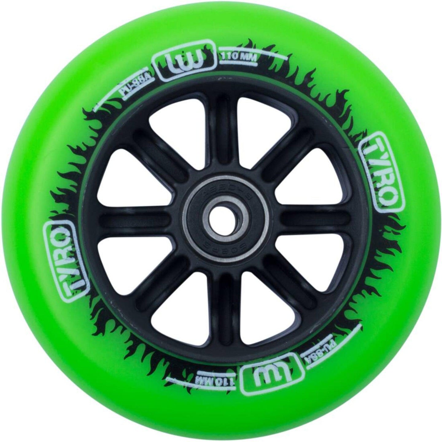 Longway Tyro Nylon Core Stunt Scooter Rolle - Green/Black Flame-ScootWorld.de