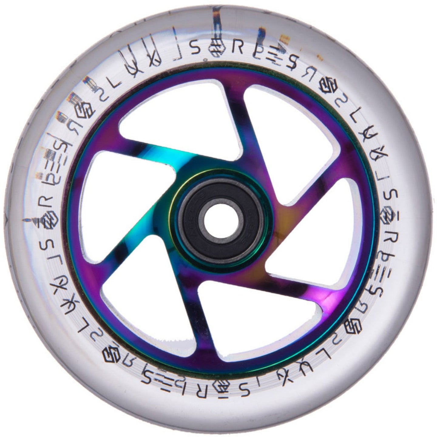 Striker Lux Spoked Clear PU 110MM Stunt Scooter Rolle - Transparent/Regenbogen-ScootWorld.de