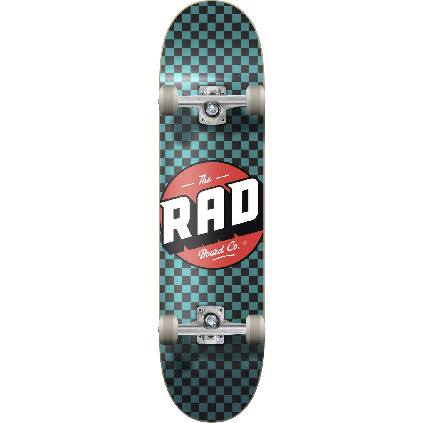 RAD Checkers Progressives Skateboard - Schwarz/Türkis-ScootWorld.de