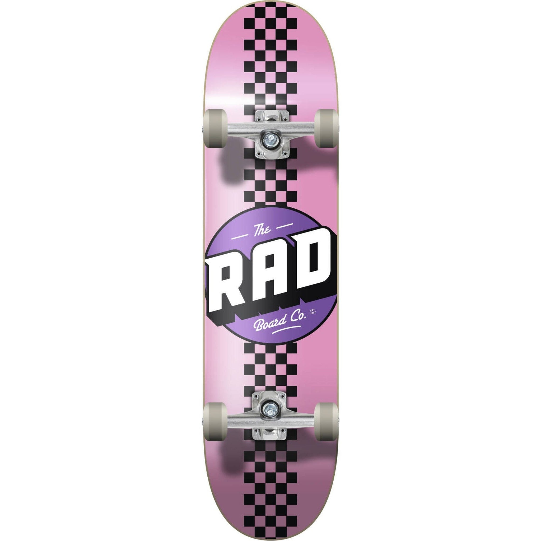 RAD Checker Stripe Skateboard - Pink/Black-ScootWorld.de