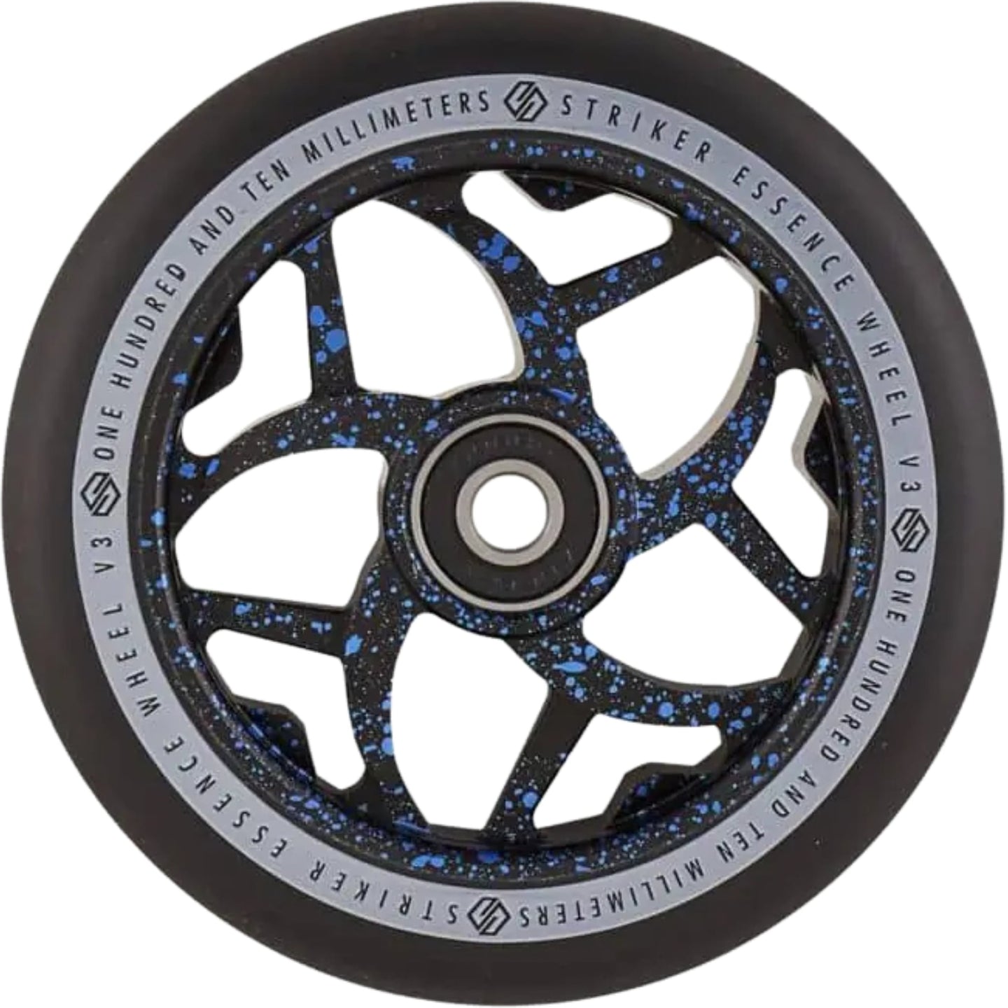 Striker Essence V3 Black PU 110mm Stunt Scooter Rolle - Splash Schwarz/Blau-ScootWorld.de