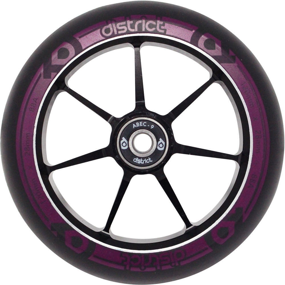 District Dual Width Core Stunt Scooter Rolle - Black/Magenta-ScootWorld.de