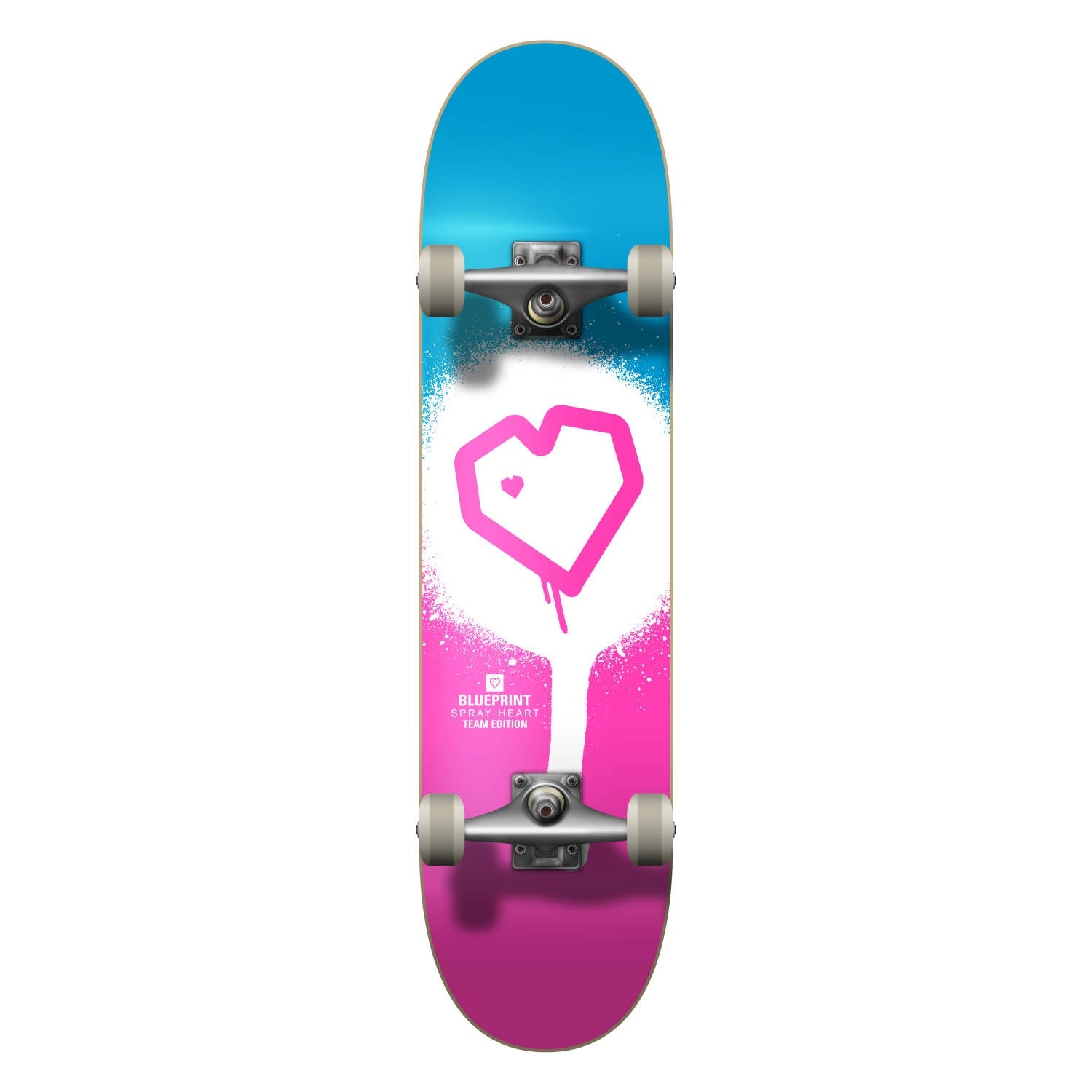 Blueprint Spray Heart V2 Komplet Skateboard - Pink/White/Blue-ScootWorld.de